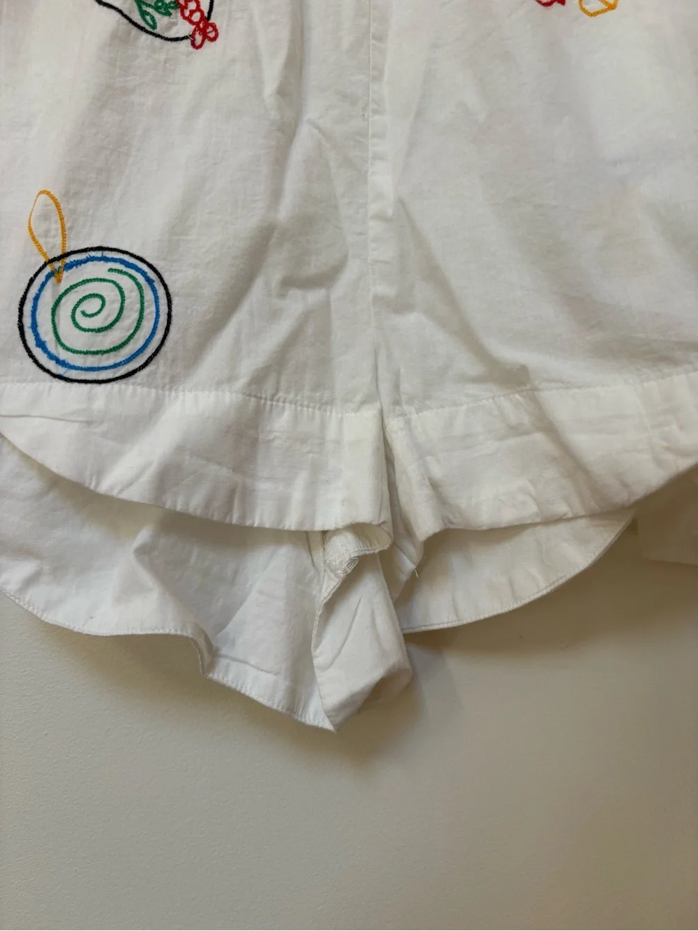 NWOT Celandine Picnic Embroidered Poplin Scalloped Pull-On Shorts Size XL